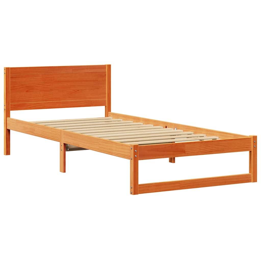 vidaXL Bettrahmen Wachsbraun 75 x 190 cm Massives Kiefernholz