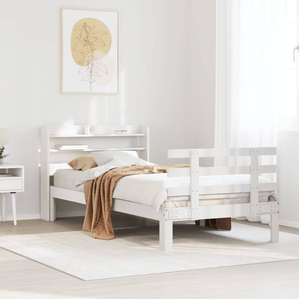 vidaXL Bettgestell mit Kopfteil ohne Matratze Weiß 90x190 cm