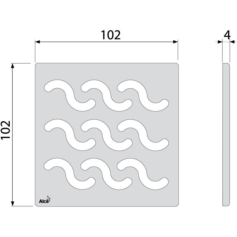 AlcaDrain Design Rost 102×102 mm Edelstahl für Bodenablauf