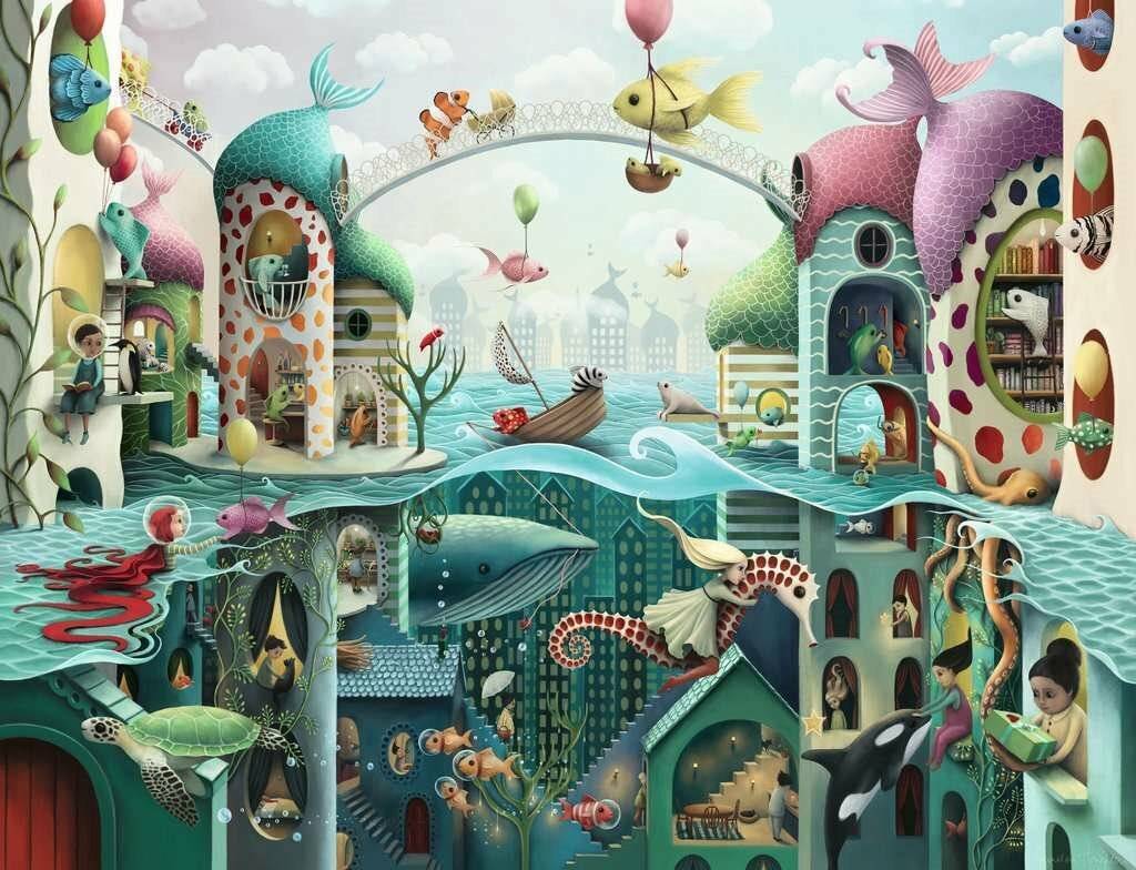 RAVENSBURGER Puzzle Wenn Fische laufen könnten 2000 Teile