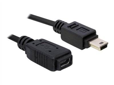 USB Verl. Delock Mini-B -> St/Bu 1.00m sw Multimedia-Technik USB-Kabel