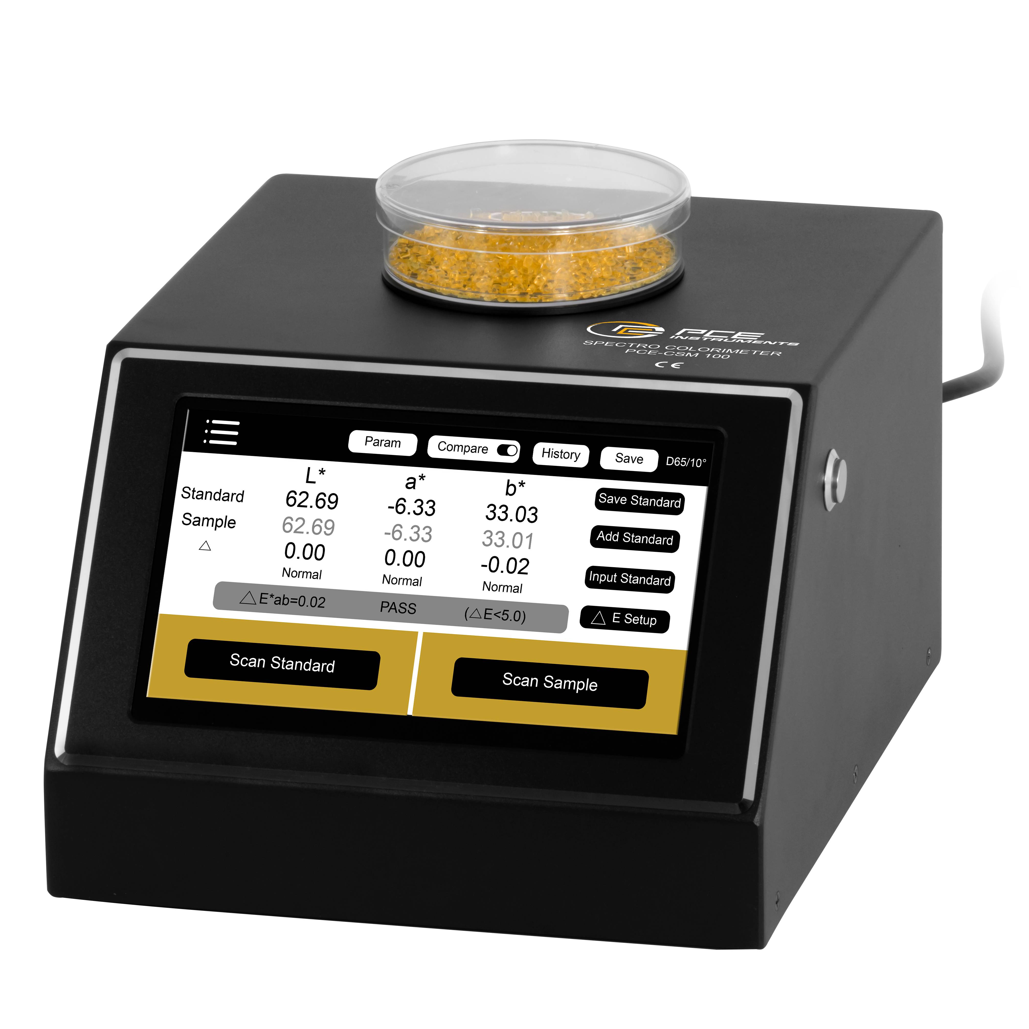 PCE Instruments PCE-CSM 100 Farbmessgerät D/8° Messgeometrie mit SCI |12 Farbräume – CIE Lab, Luv, LCh, Yxy und weitere