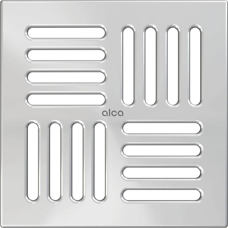 Grille AlcaDrain Design 143×143 mm en acier inoxydable pour bonde de sol