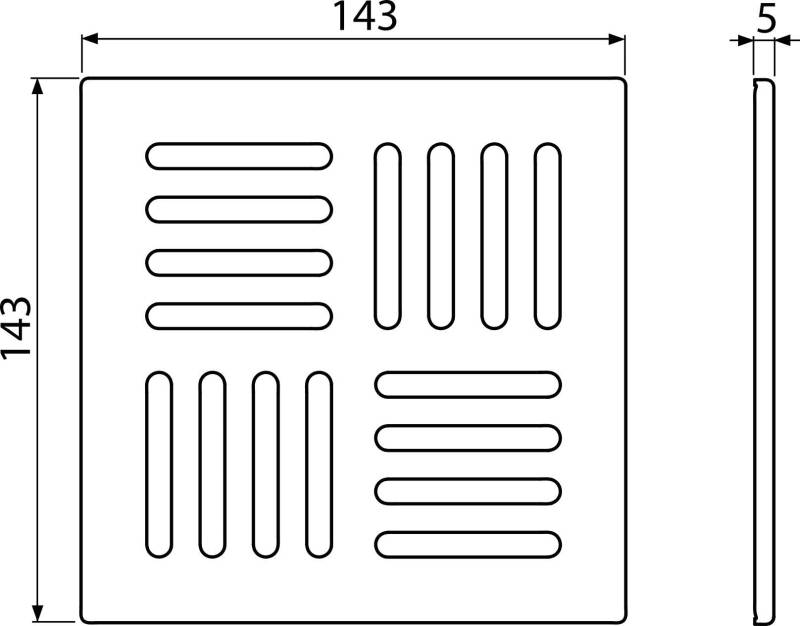Grille AlcaDrain Design 143×143 mm en acier inoxydable pour bonde de sol