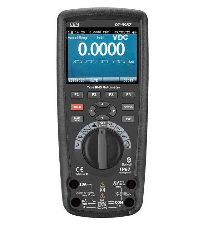 CEM DT-9987 industrielles Digital Multimeter, TRMS AC/DC 1000 V, Sicherheitskategorie CAT III 1000 V, hohe Genauigkeit, Verbindung mit