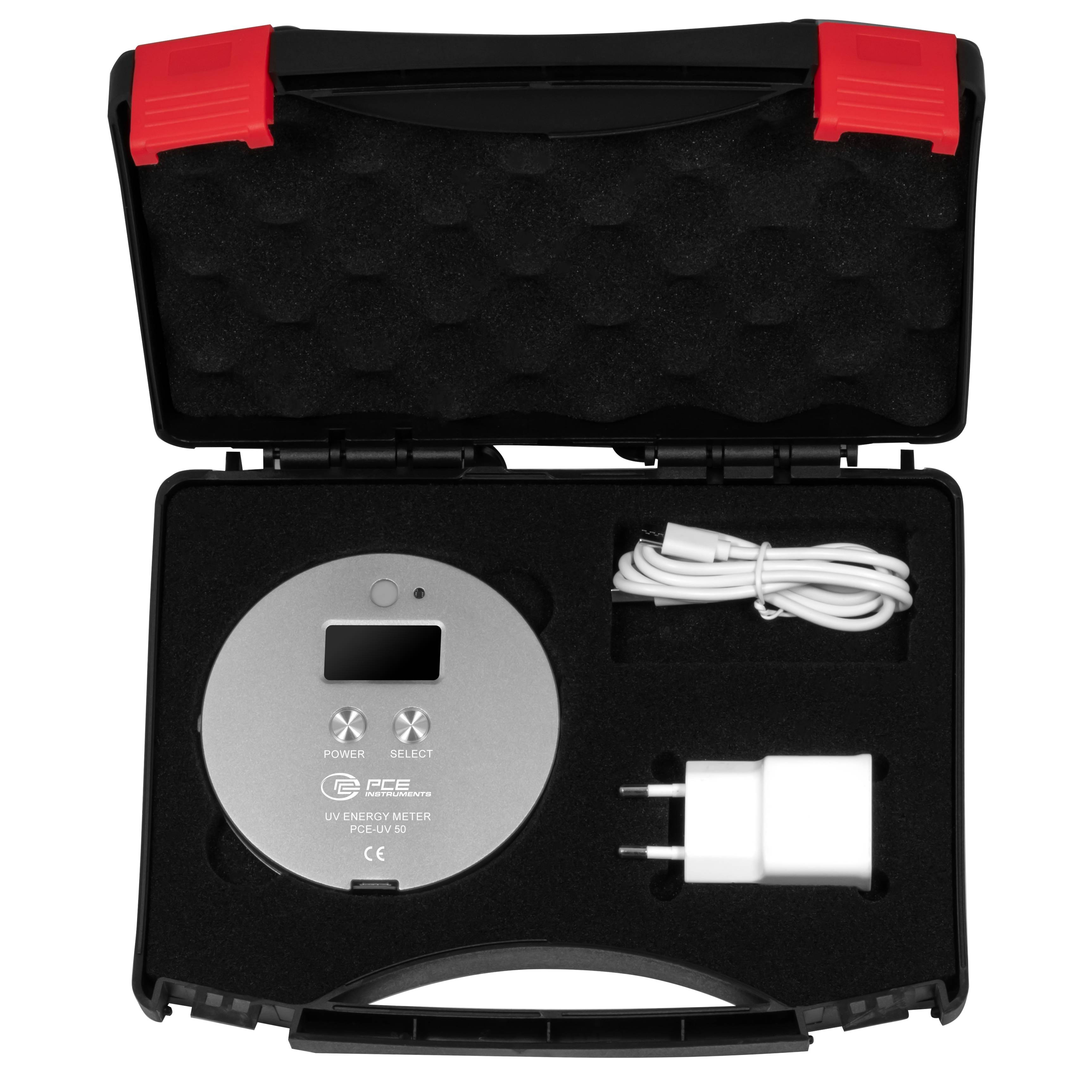 PCE Instruments UV-Messgerät PCE-UV50 mit integriertem Sensor |0 ... 40000 mW/cm² |0 ... 999999 mJ/cm² |-55 ... +125 °C