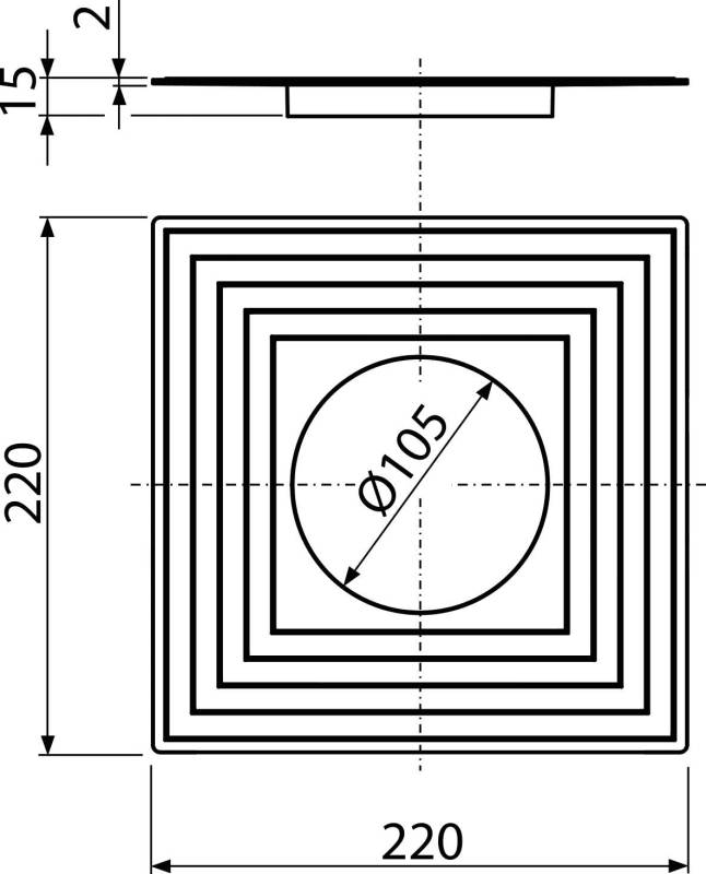 AlcaDrain Manschette-2. Abdichtung DN105 für Bodenablauf