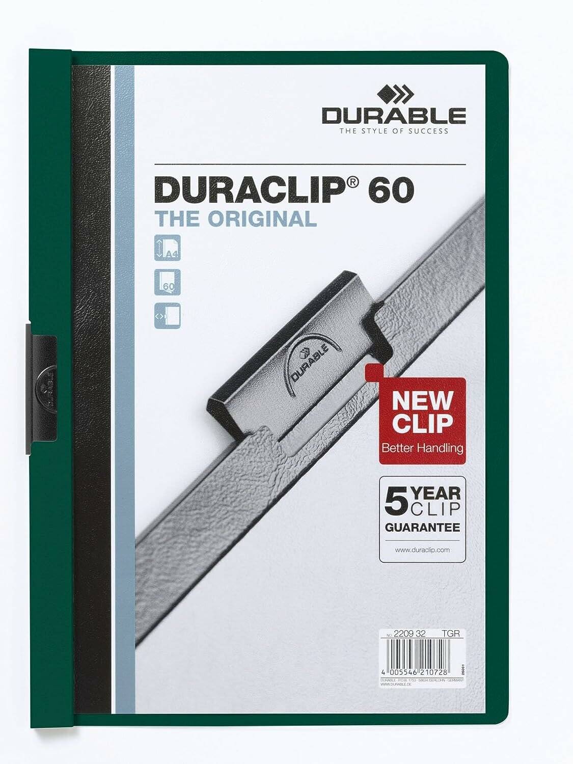 25 DURABLE Klemmhefter DURACLIP dunkelgrün