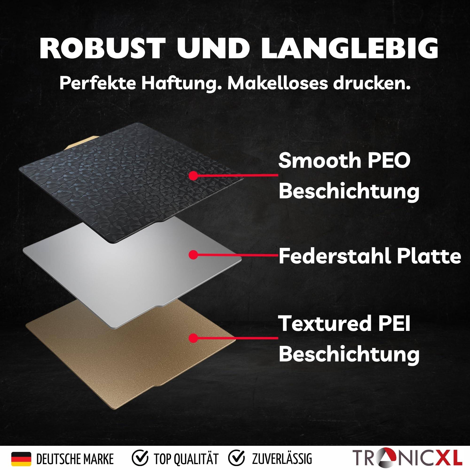 2 Stück für Bambulab Druckplatte Doppelseitig Texturiert PEI + Glattes PEO 257x257mm I Magnetisch Spring Steel Druckbett für Bambu Lab Effekt Diamo