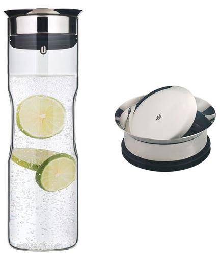 WMF 0651036040, Karaffe, 1,25 l, Silber, Transparent, Glas, Edelstahl, Rund, Silikon