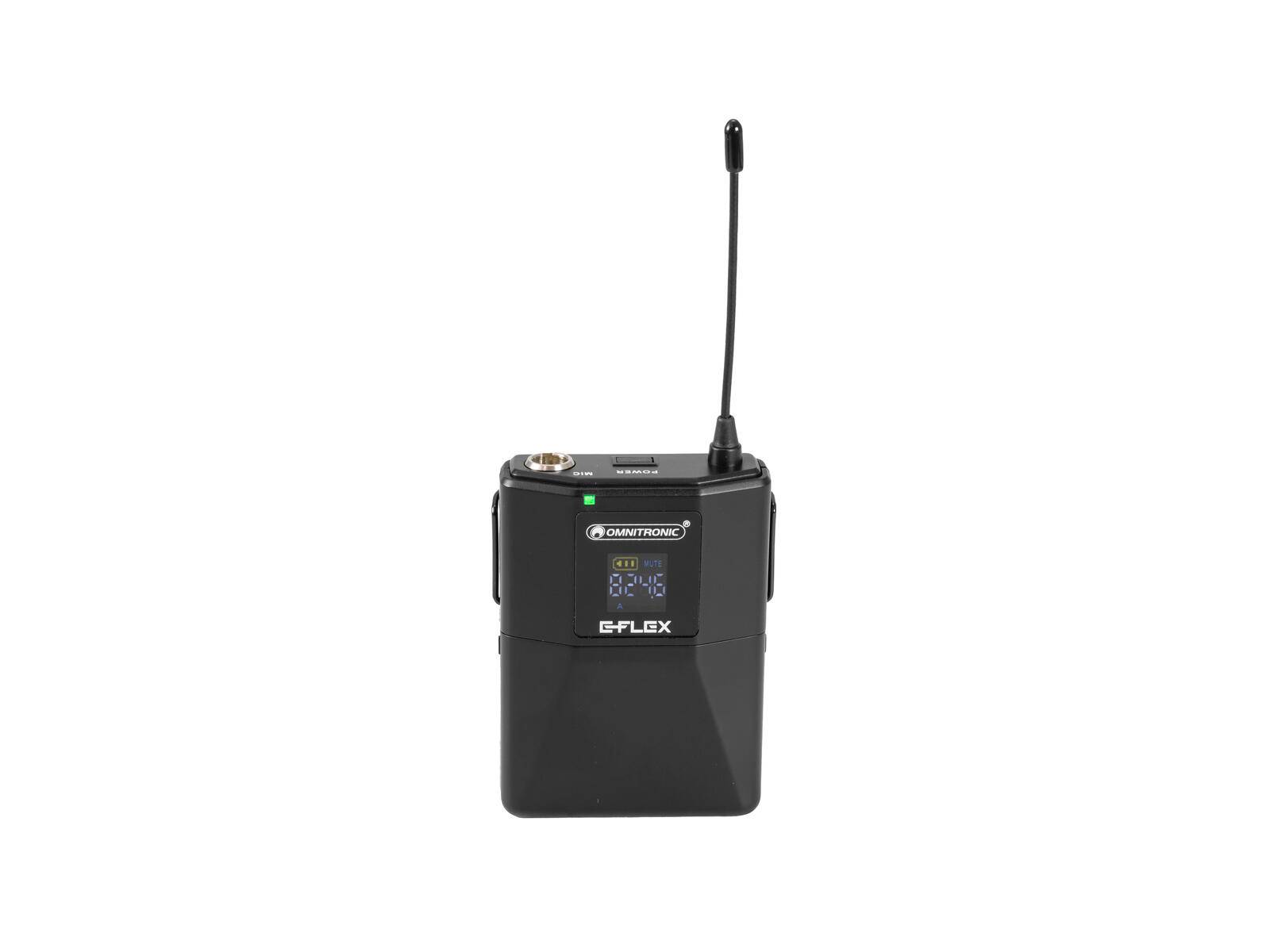 OMNITRONIC UHF E-FLEX Taschensender 823-832/863-865 MHz