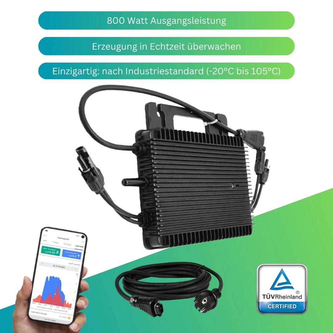 MYVOLTAICS Balkonkraftwerk MyBasic 630+ Watt Mini-Format (1,65m x 0,88m) 2x 315+ Watt Glas-Module, bifazial, WLAN Wechselrichter, 5m