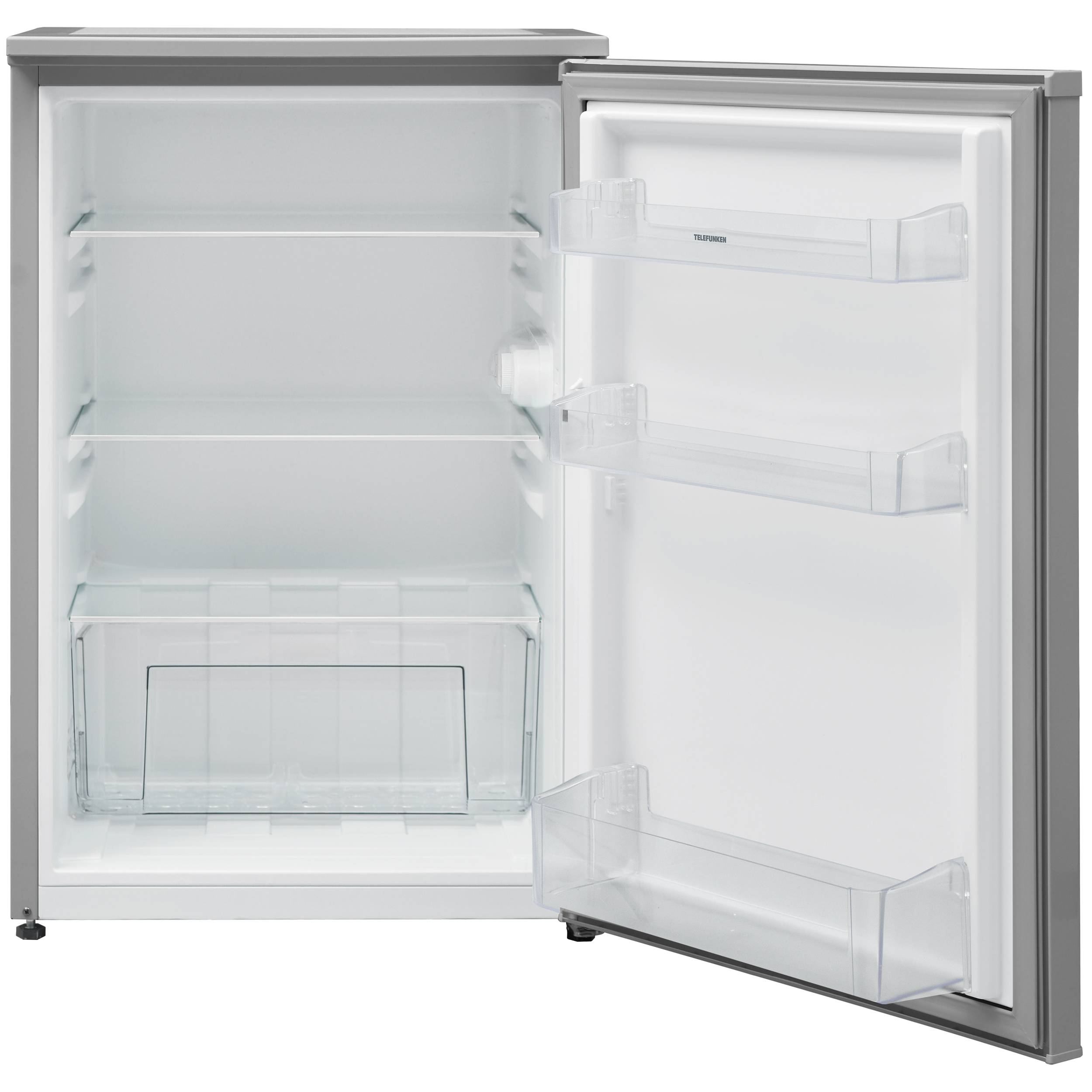 Telefunken Kühlschrank ohne Gefrierfach freistehend | 135 Liter | Kühlschrank klein mit Gemüsefach | C-135-100-S silber