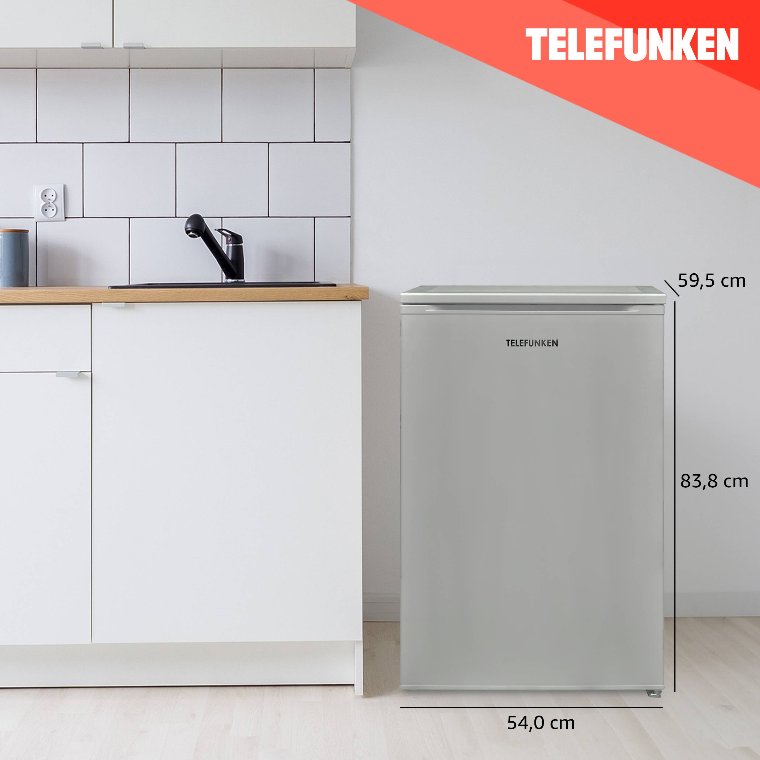 Telefunken Kühlschrank ohne Gefrierfach freistehend | 135 Liter | Kühlschrank klein mit Gemüsefach | C-135-100-S silber