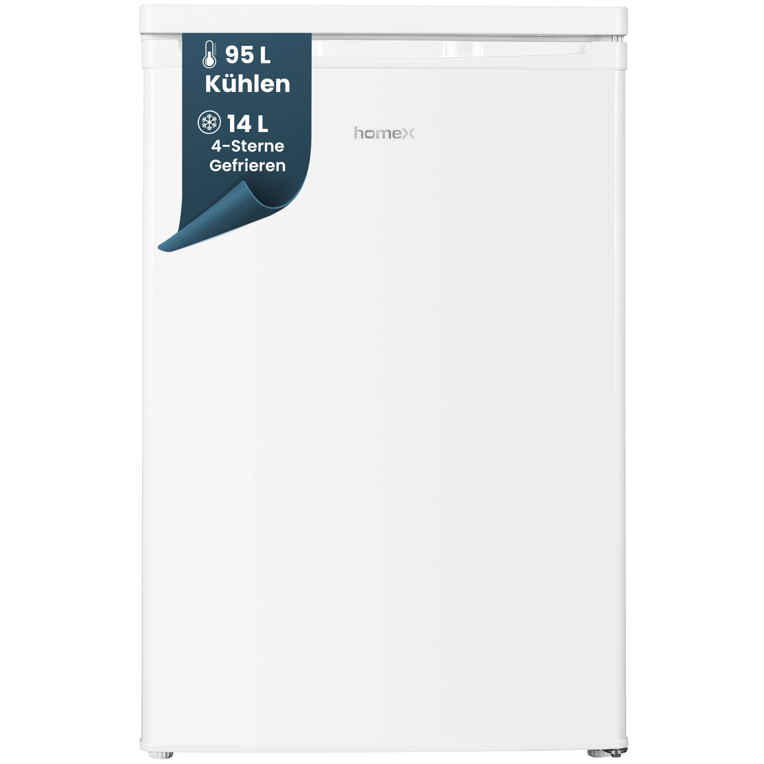 homeX Kühlschrank mit Gefrierfach klein, Mini Kühl-Gefrierkombination - 109 Liter, freistehend, weiß, CS1091E-W
