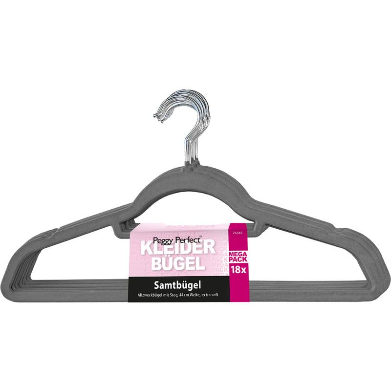 Peggy Perfect Kleiderbügel "Samtbügel" mit Steg, 18er Pack