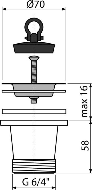alcadrain Ablaufventil für die Spülbecken 6/4" mit einem Edelstahlgitter DN70 ECO
