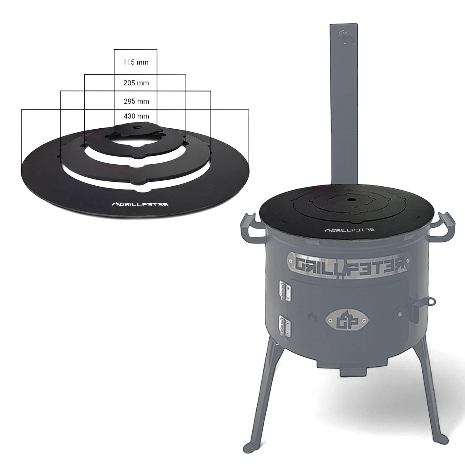 Adapterplatte für Utschak Ø 40cm Kochplatte aus Stahl 4mm