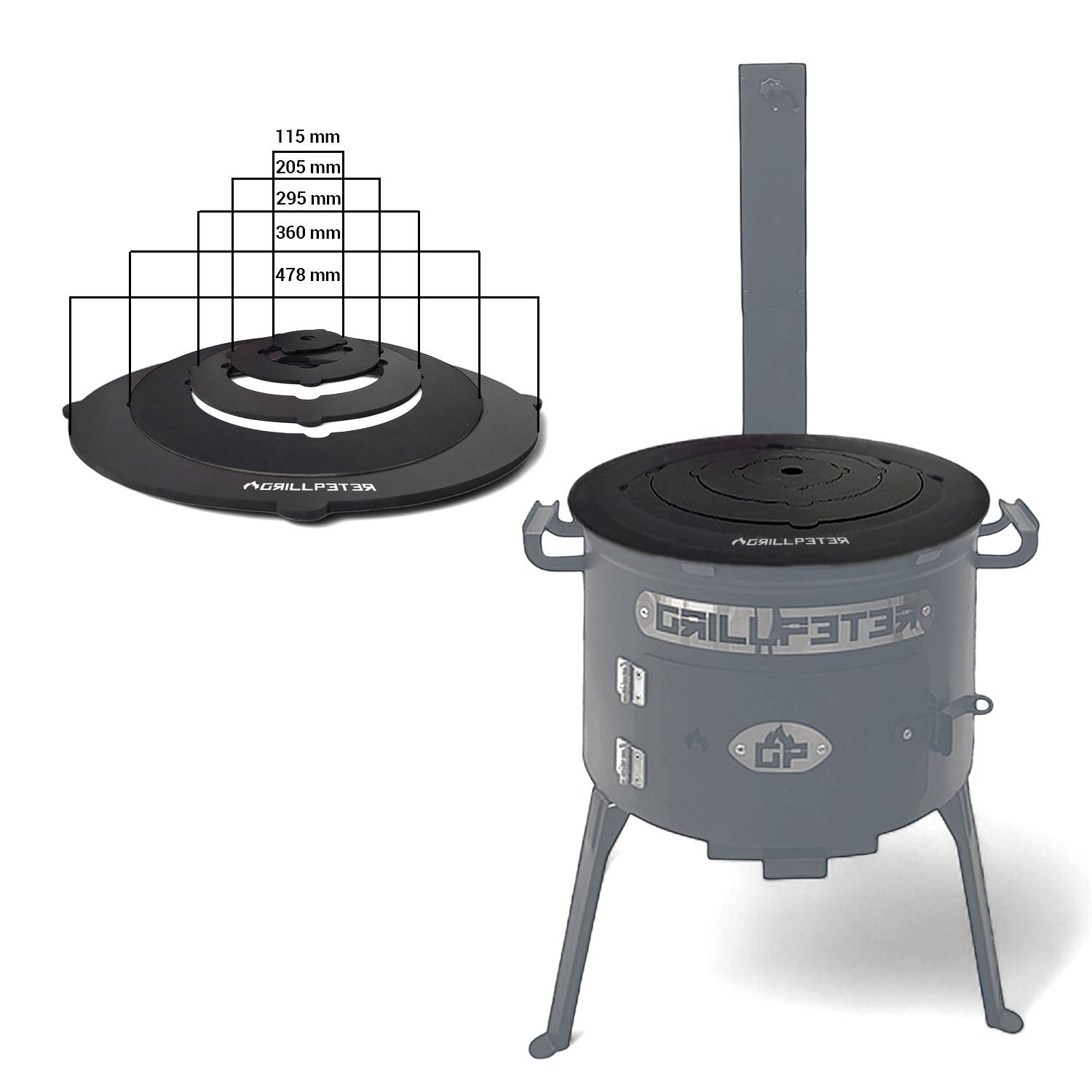 Adapterplatte für Utschak Ø 45 cm Kochplatte aus Stahl 4mm