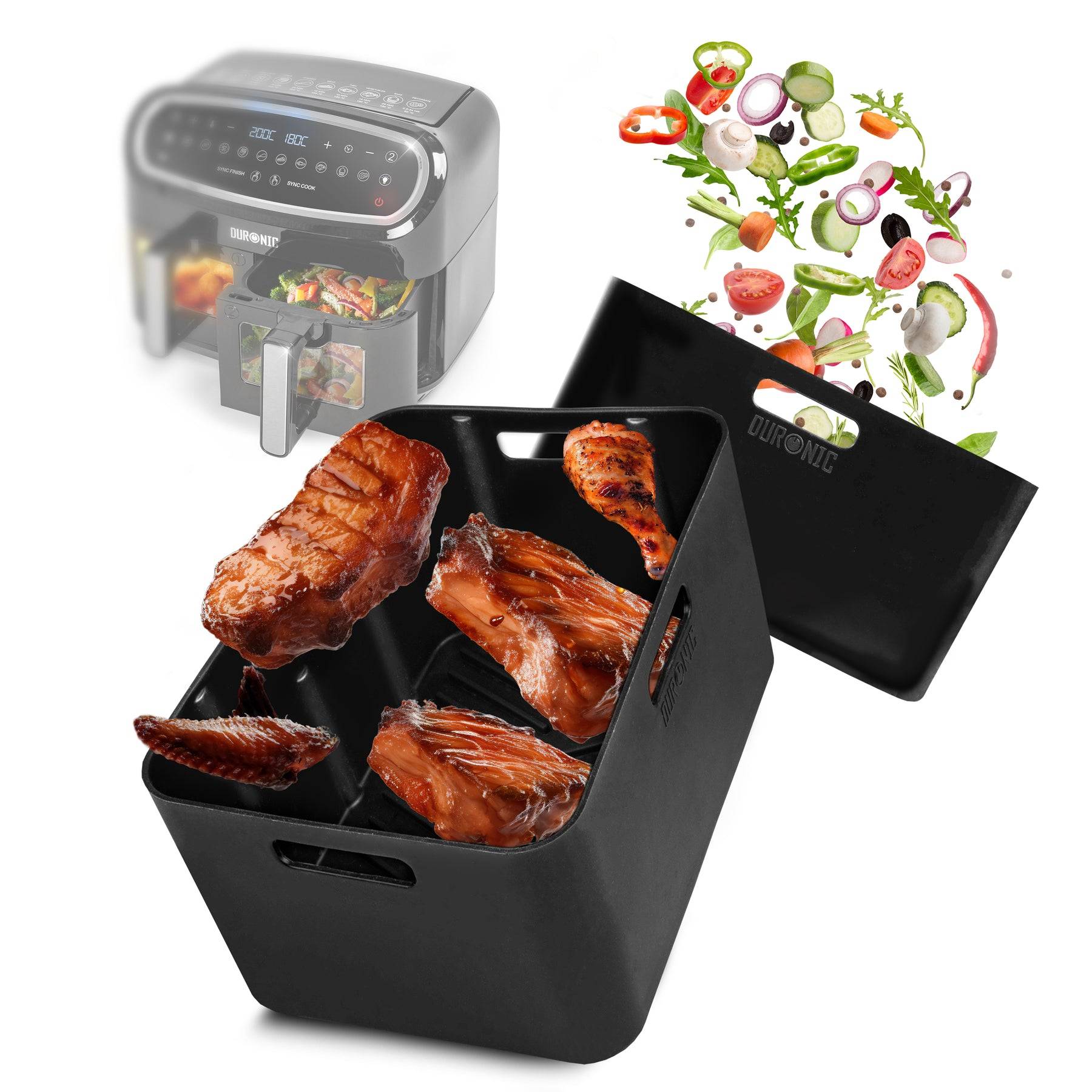 Duronic AFL2 Silikonform, Wiederverwendbar, Airfryer- Zubehör, Airfryer Accesories