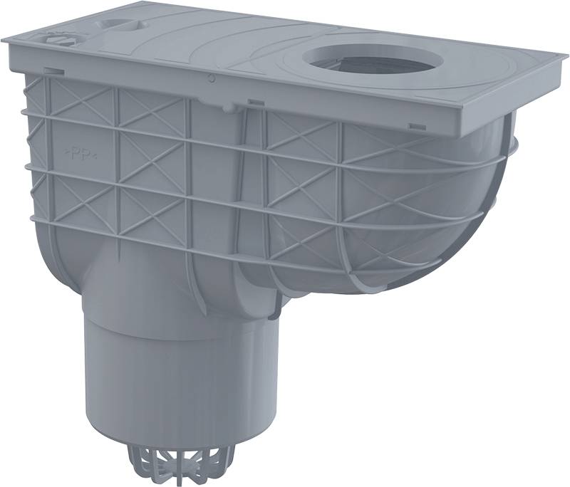 Alcadrain Universal-Regensinkkasten 300×155/125 mm Abgang senkrecht, Grau