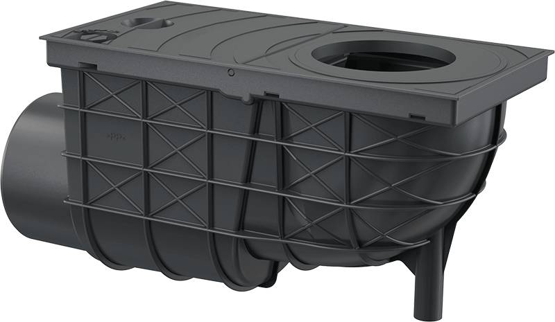 Alcadrain Cuvette universelle de descente d'eau de pluie 300×155/110 mm sortie horizontale, noir