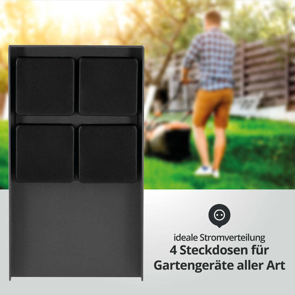 LED Universum Außensteckdose "ADAM 4" - anthrazit - schwarze Abdeckung - 4 Steckplätze