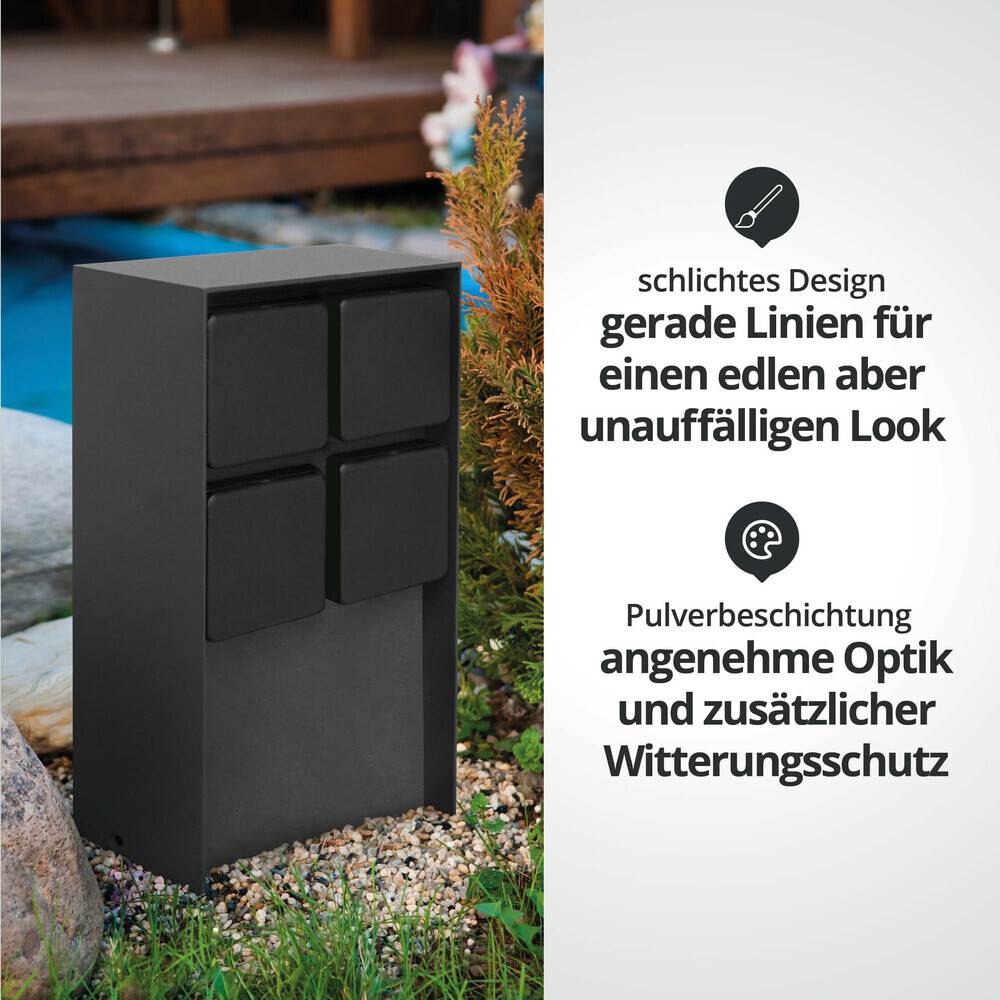 LED Universum Außensteckdose "ADAM 4" - anthrazit - schwarze Abdeckung - 4 Steckplätze