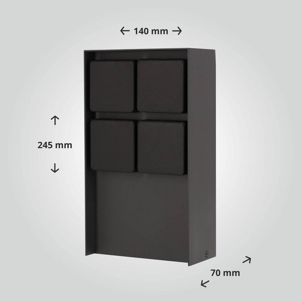 LED Universum Außensteckdose "ADAM 4" - anthrazit - schwarze Abdeckung - 4 Steckplätze