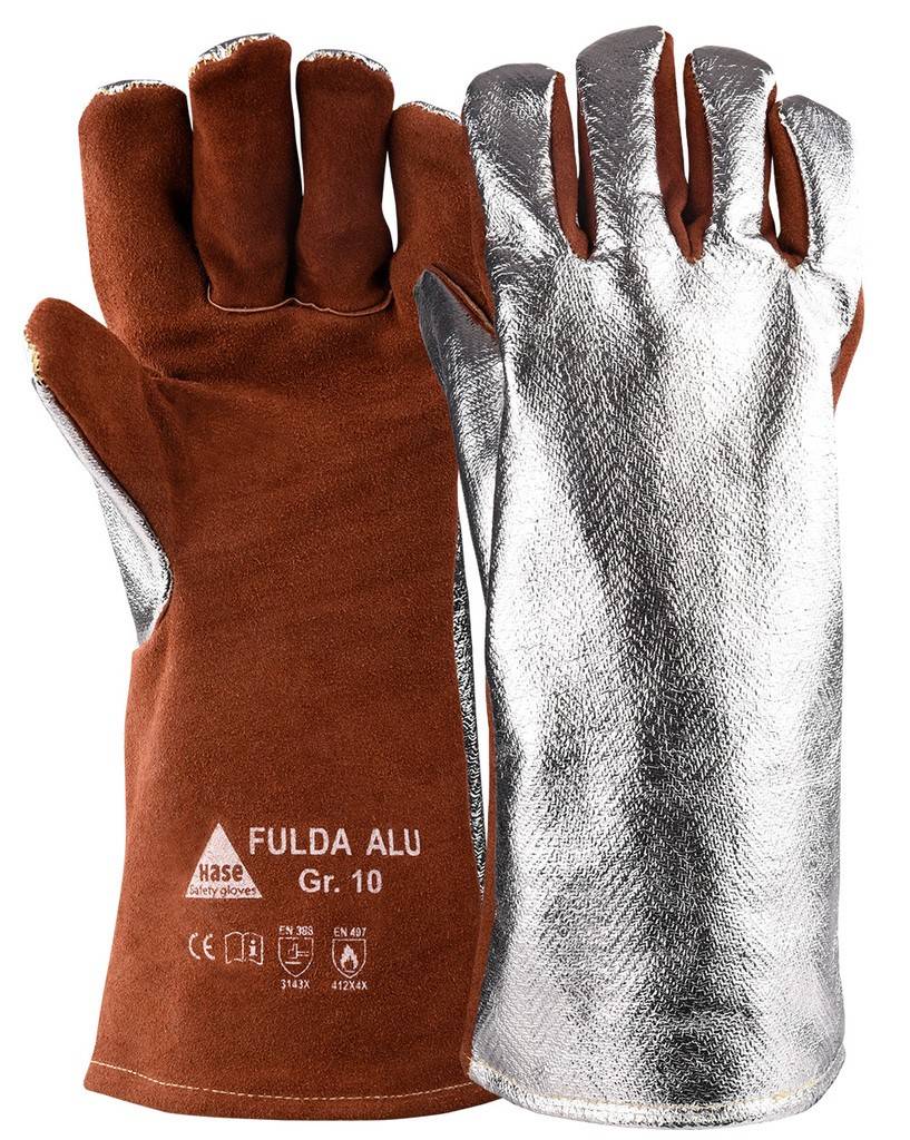 FULDA-ALU, Schweißerhandschuh aus Sebatanleder, aluminisiertGr. 10, Kat. II, EN 388, EN 12477, TÜV GSFULDA-ALU, Schweißerhandschuh aus Sebatanleder
