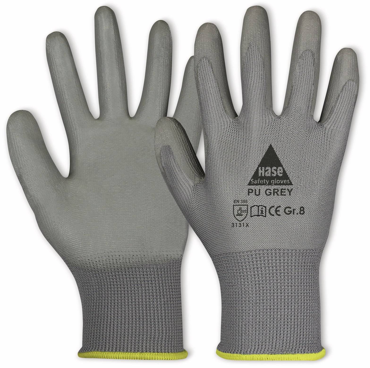 HASE SAFETY GLOVES Arbeitshandschuhe PU, PU grey, EN 388, EN 420, grau, Größe 11