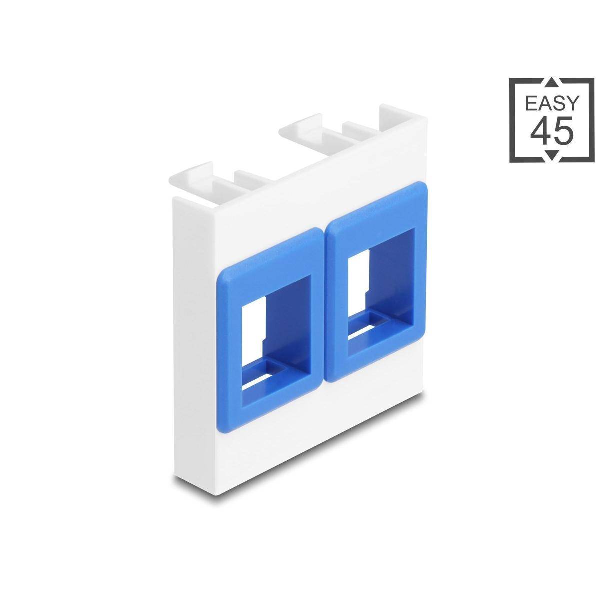 Delock Easy 45 Modul mit zwei Keystone Halterungen 45 x 45 mm, weiß blau