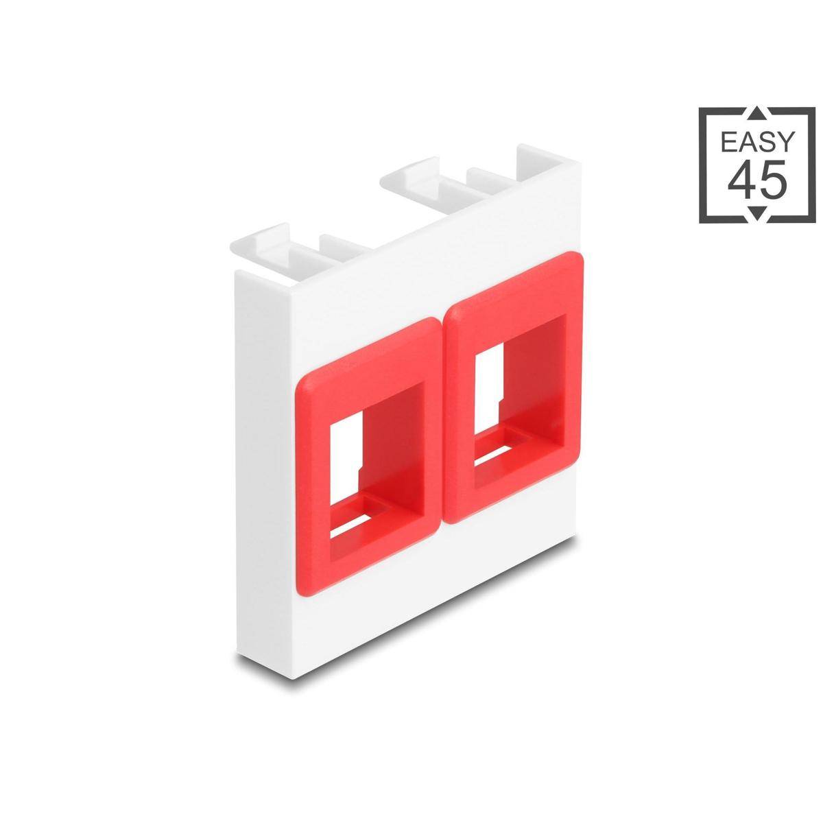 Delock Easy 45 Modul mit zwei Keystone Halterungen 45 x 45 mm, weiß rot