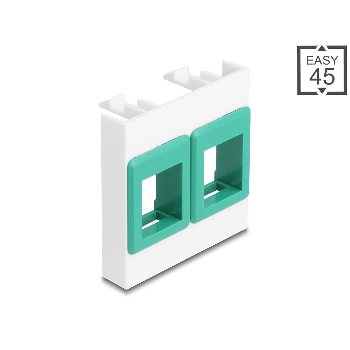 Delock Easy 45 Modul mit zwei Keystone Halterungen 45 x 45 mm, weiß grün