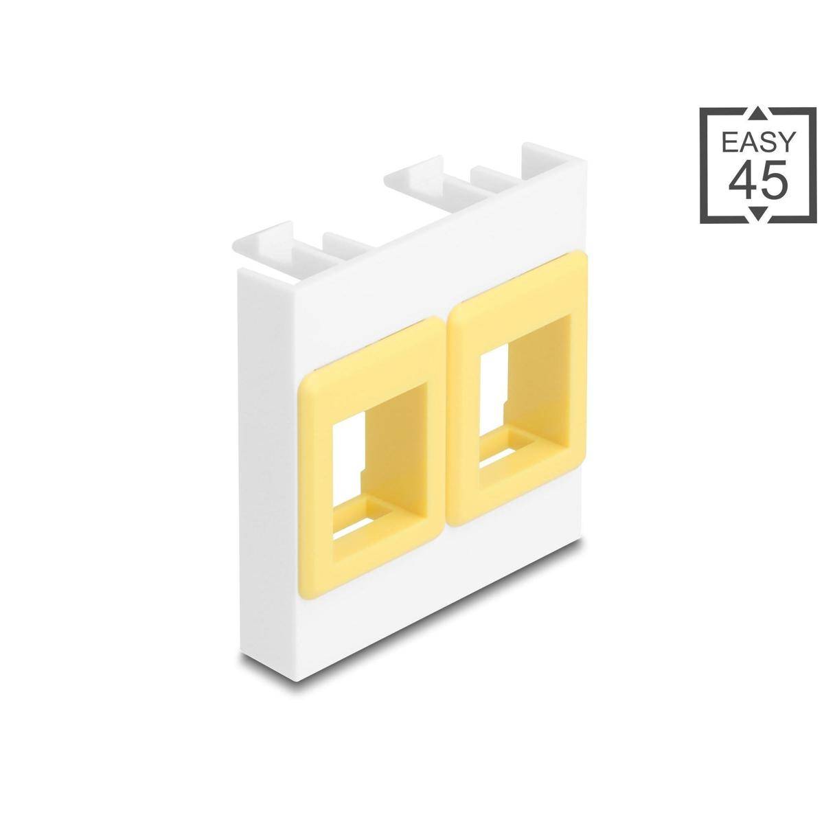 Delock Easy 45 Modul mit zwei Keystone Halterungen 45 x 45 mm, weiß gelb