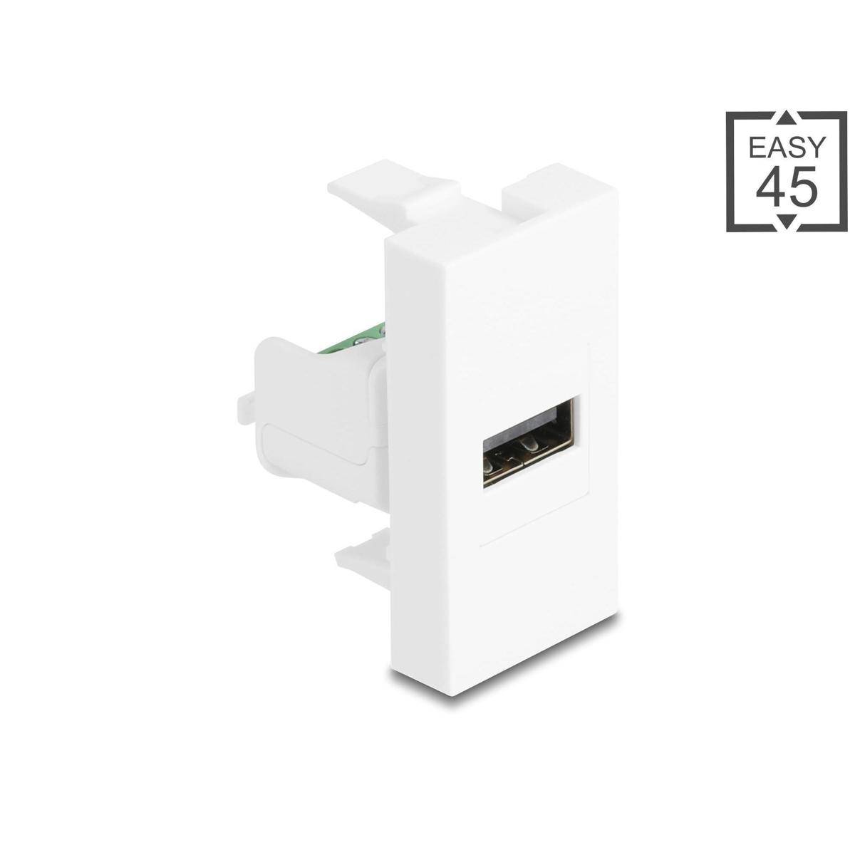 Delock Easy 45 Modul USB 2.0 Typ-A Buchse zu Terminalblock weiß