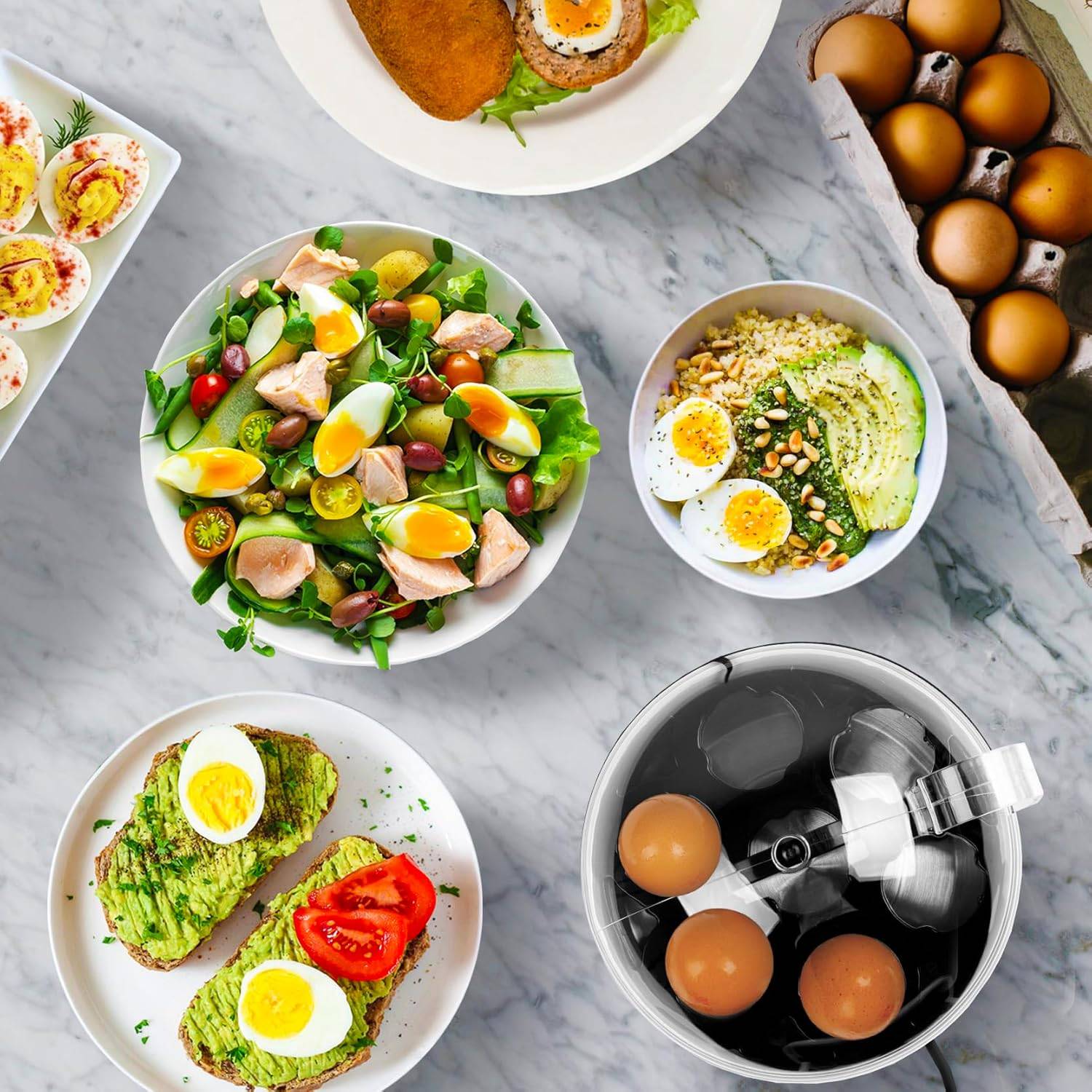 Duronic EB27 BK Eierkocher 7 Eier 400 Watt Frühstücksei Überhitzungsschutz