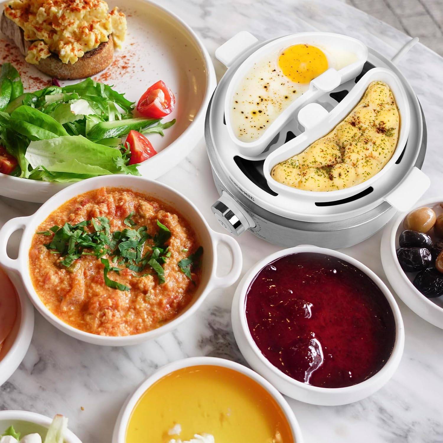 Duronic EB40 WE Eierkocher 7 Eier, Timer, Überhitzungsschutz, Messbecher