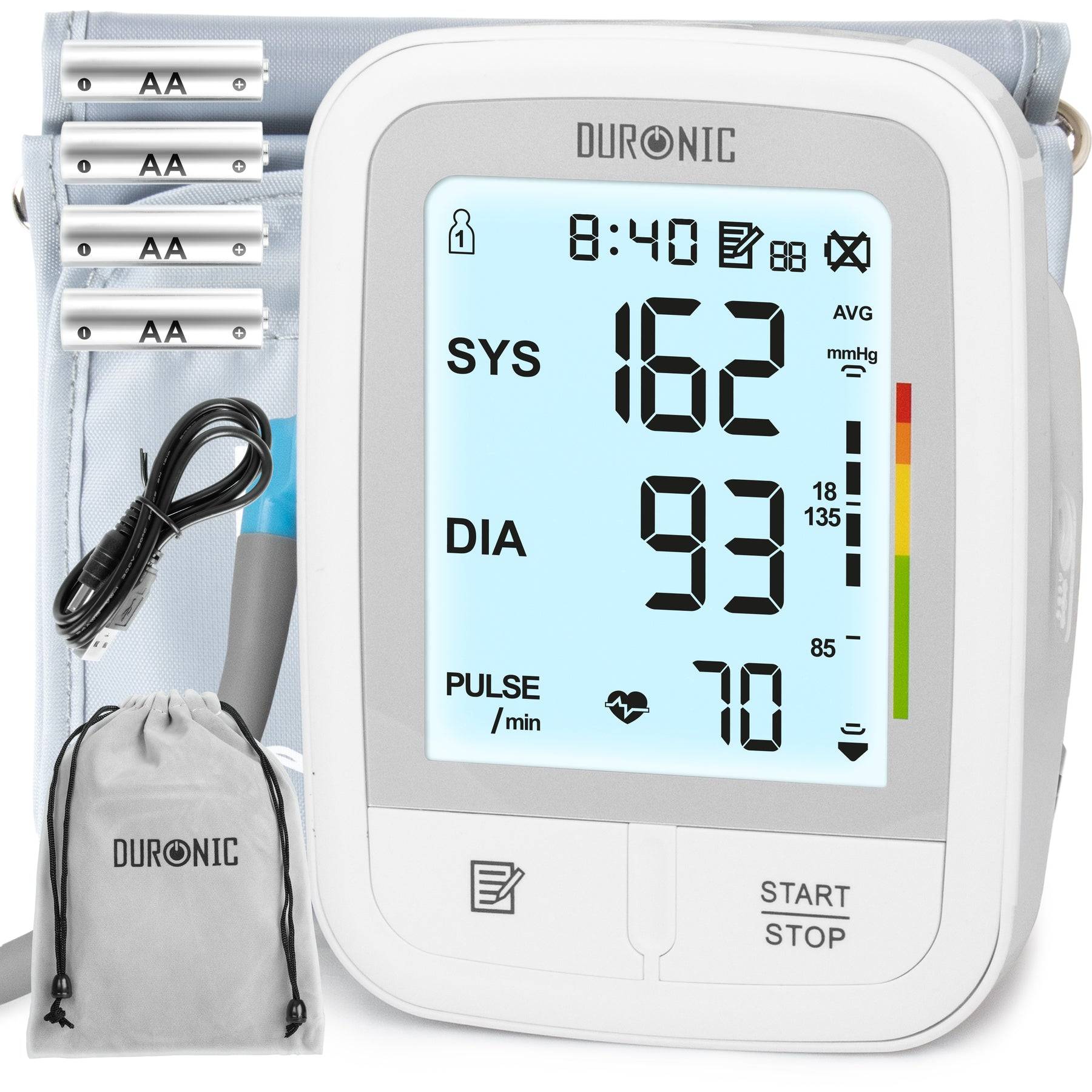 Duronic BPM95 Blutdruckmessgerät Oberarm Messgerät Großer Display Bluthochdruck