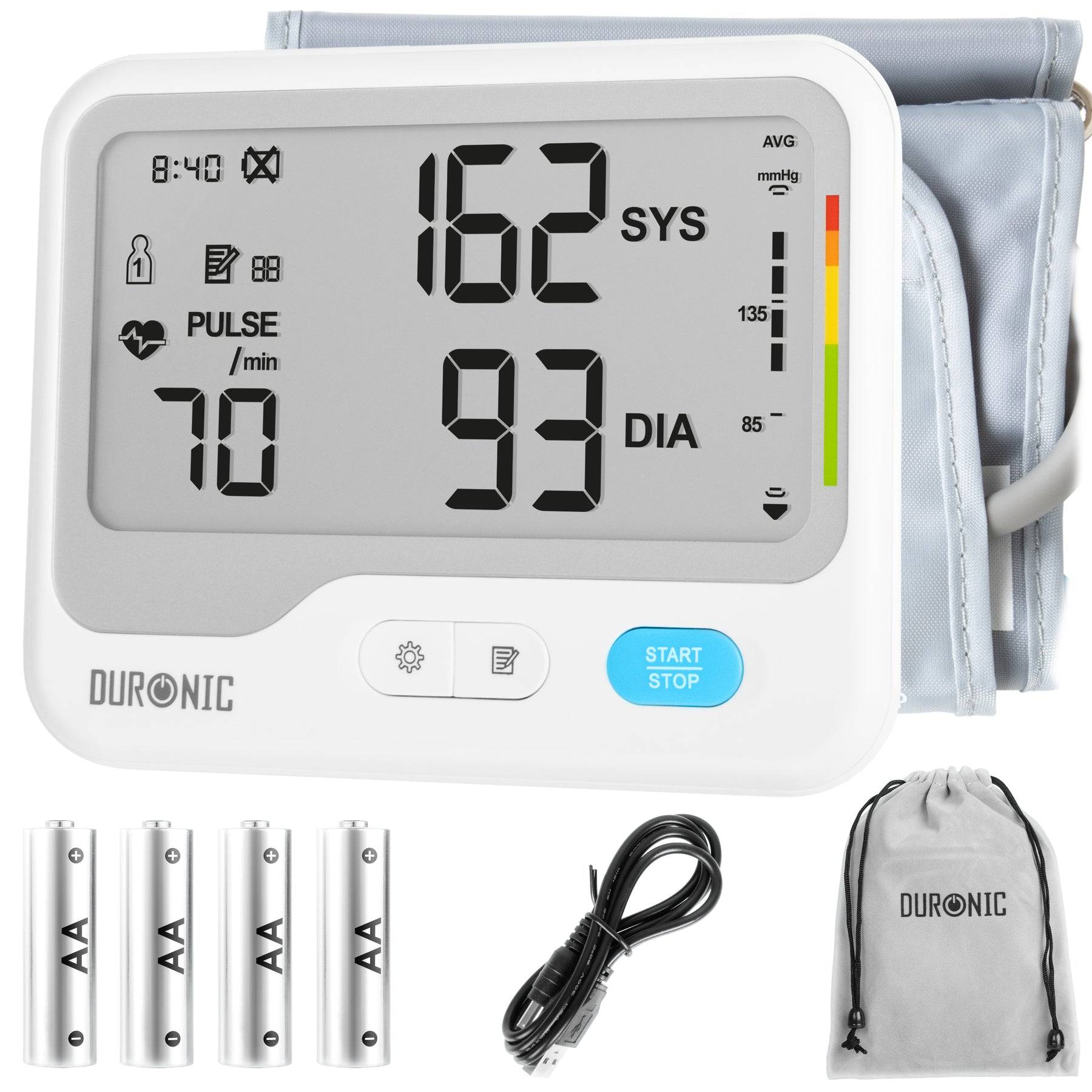 Duronic BPM125 Blutdruckmessgerät Oberarm Messgerät Großes Display Blutdruck