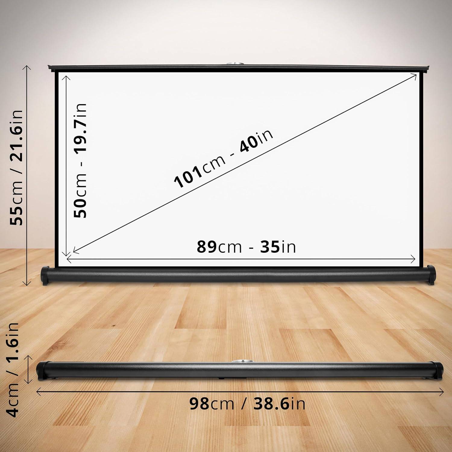 Duronic DPS40 16:9 Leinwand 40" Zoll mobile Beamerleinwand Tragetasche Büro