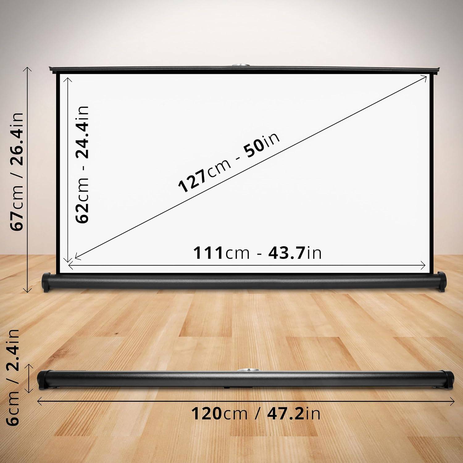 Duronic DPS50 16:9 Leinwand 50" Zoll mobile Beamerleinwand Tragetasche Büro