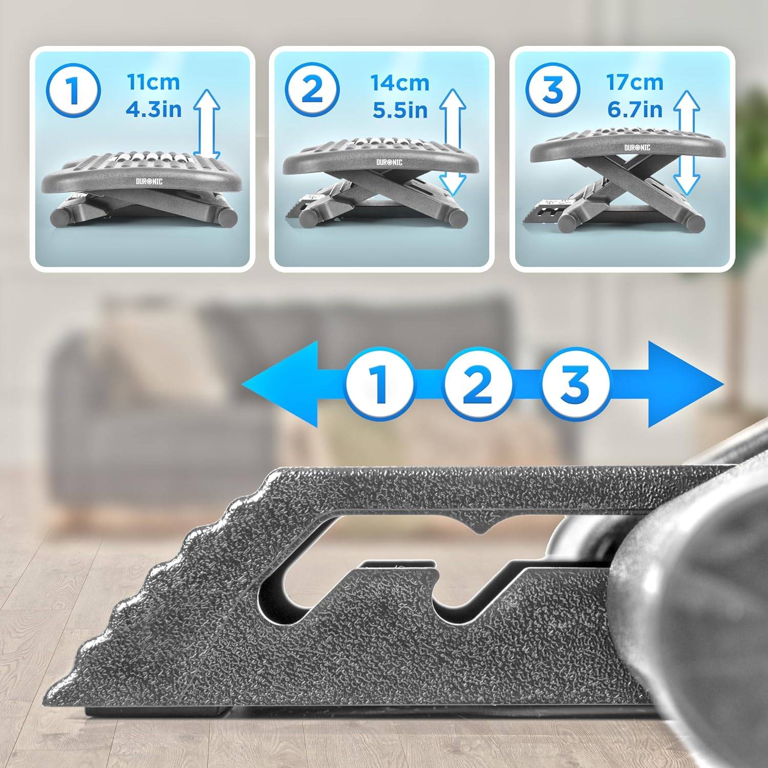 Duronic FT03 Fußstütze höhenverstellbar, Fußbank mit Massagefunktion