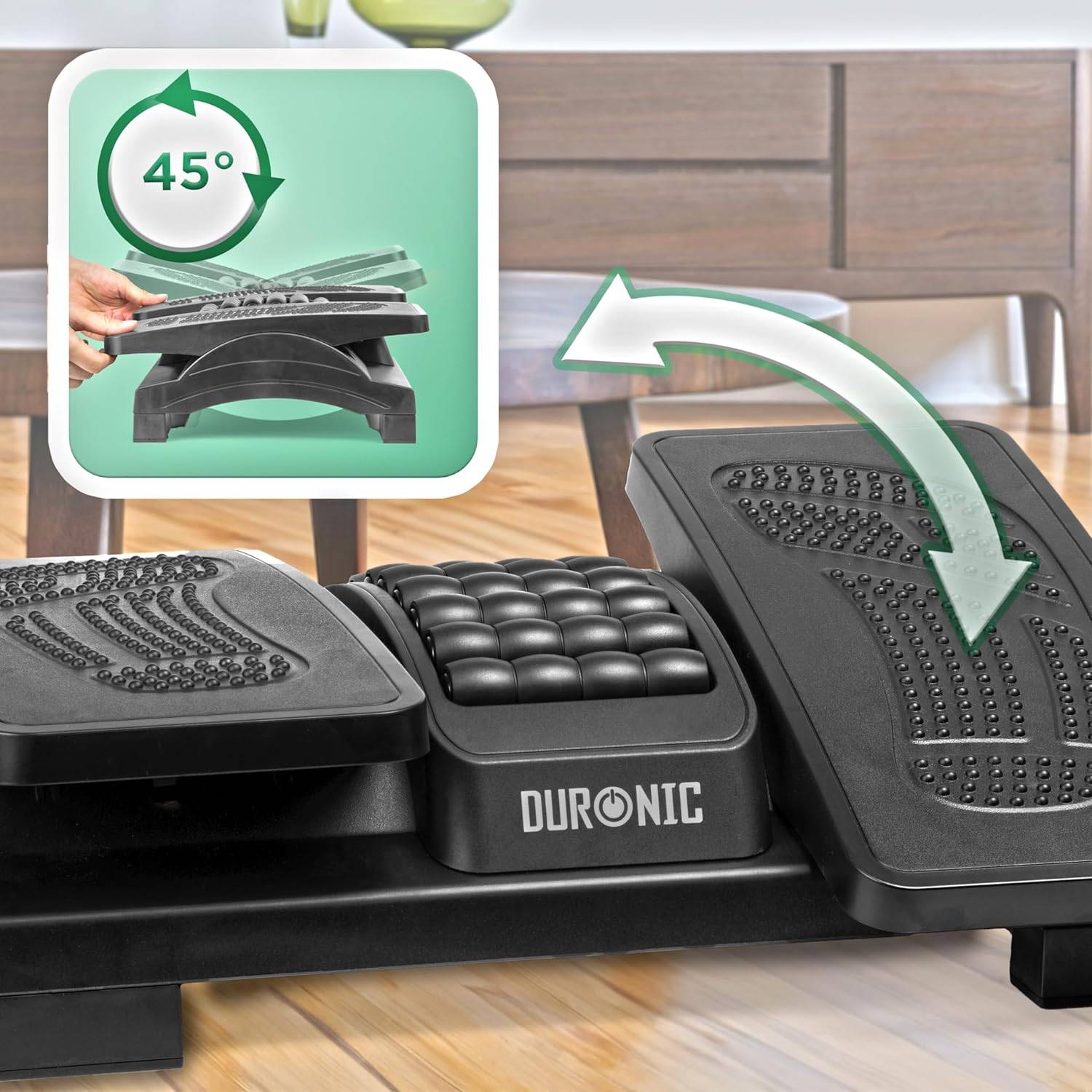 Duronic FT04 Fußstütze höhenverstellbar, Fußbank mit Massagefunktion