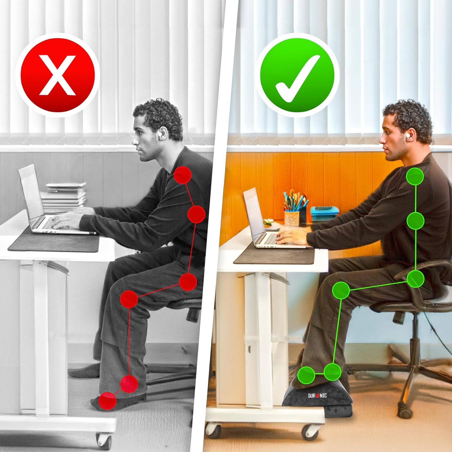Duronic FT06 Fußstütze Schreibtisch ergonomisch, Fußablage Homeoffice