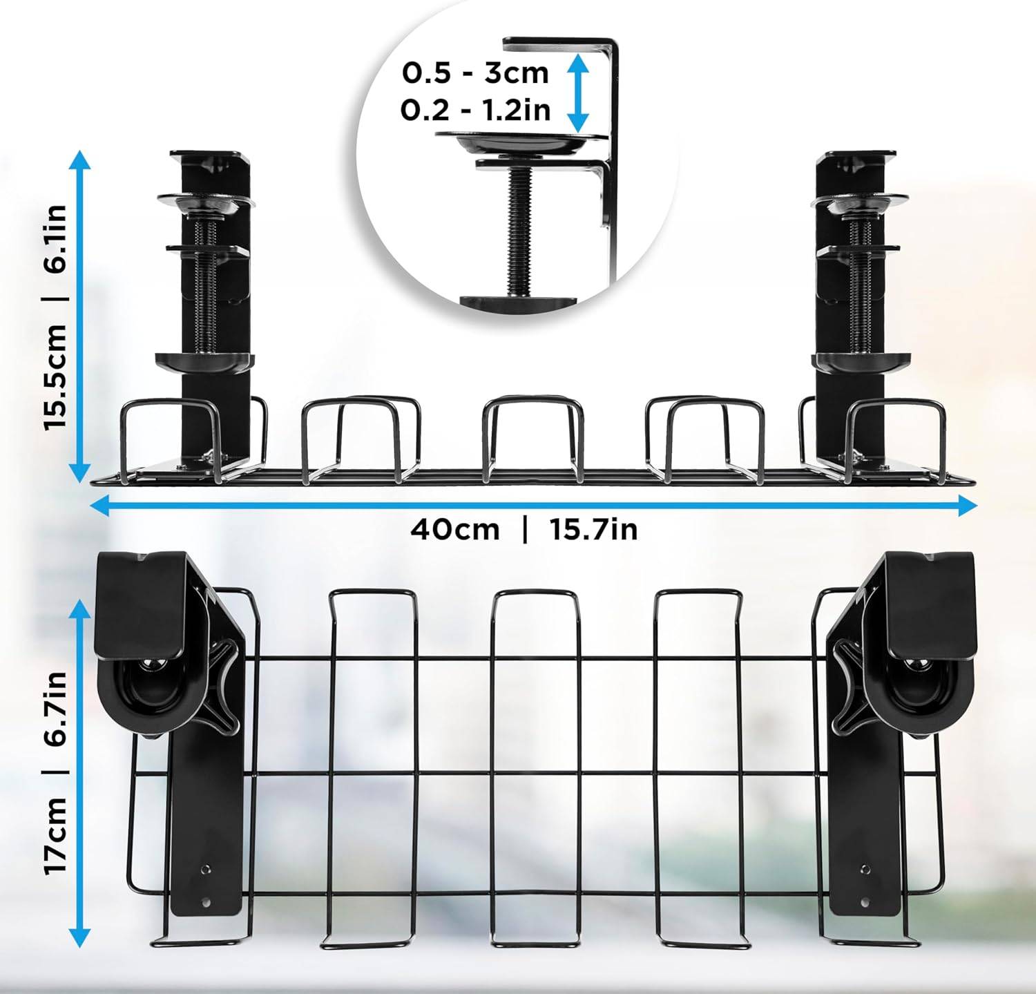 Duronic CMH2 Kabelkanal Schreibtisch, Kabelmanagement, Kabelrinne Büro
