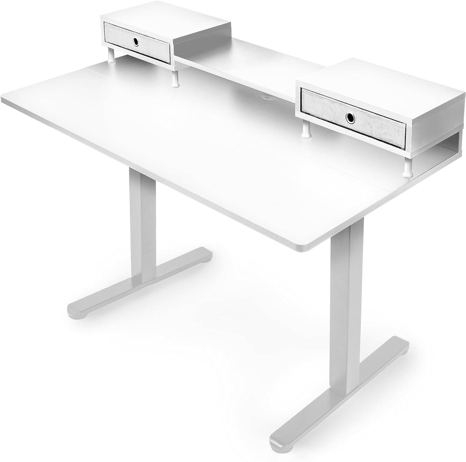 Duronic DD1 WE Schreibtisch 120x60 cm mit Schubladen Monitorerhöhung Büro