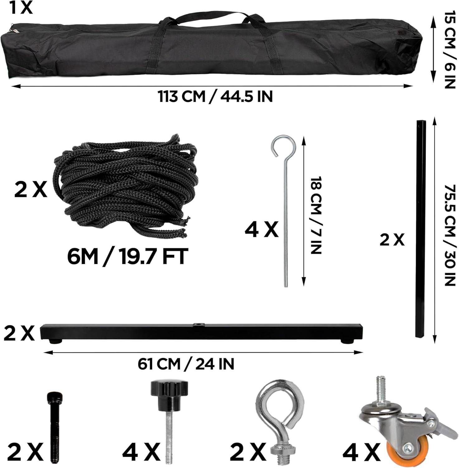 Duronic SFPS Parts Beamerleinwand Zubehör, Stativhaken, Schrauben, Seil