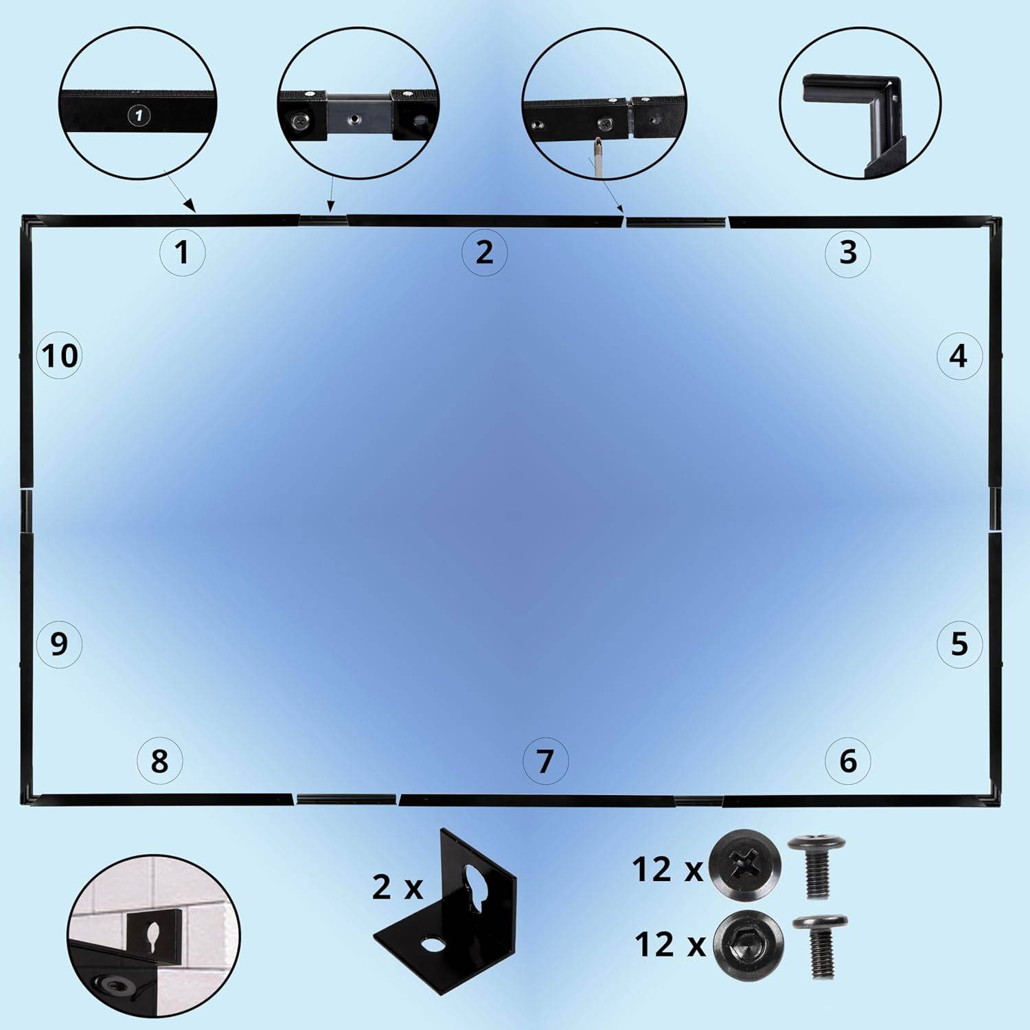 Duronic SFPS100 16:9 Beamerleinwand 100 Zoll, Heimkino, 4K Full HD 3D