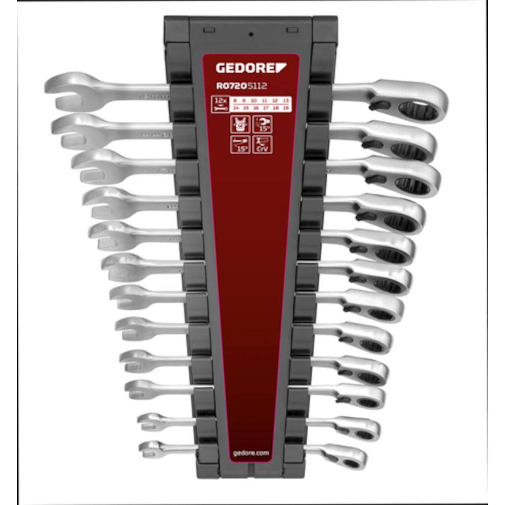 Gedore red Ringratschenmaulschlüssel-Satz - SW 8 bis 19 mm - 12-teilig